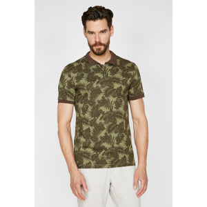 Koton Men's Green Polo Neck Short Sleeve Patterned T-Shirt