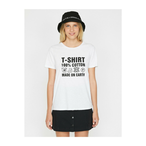 Koton Women's White Printed T-shirt