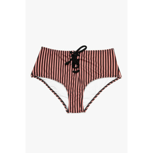 Koton Women's Mixed Tying Detailed Striped Bikini Bottom