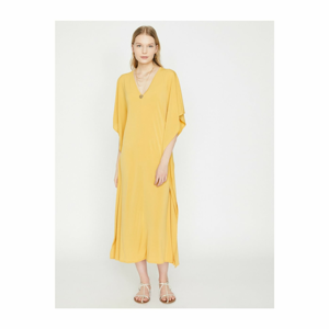 Koton Women's Mustard Ruffle Detailing Dress