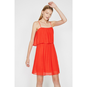 Koton Midi Pleated Dress with Women's Red Strap