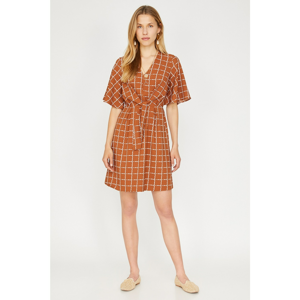 Koton Women's Brown Plaid Dress 9YA83217EW