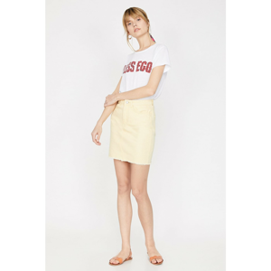 Koton Women's Yellow Normal Waist Mini Pocket Detailed Skirt