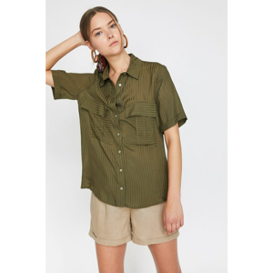 Koton Women's Green Pocket Detail Shirt