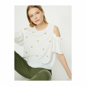 Koton Short Sleeve Blouse with Low Shoulders
