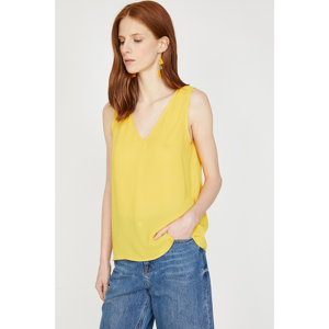 Koton Women's Yellow Sleeveless V-Neck Blouse