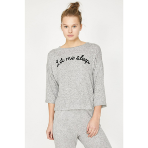 Koton Pajama Top - Gray - With Slogan