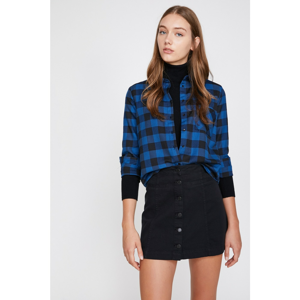 Koton Women's Navy Plaid Shirt