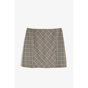 Koton Women's Yellow Plaid Skirt