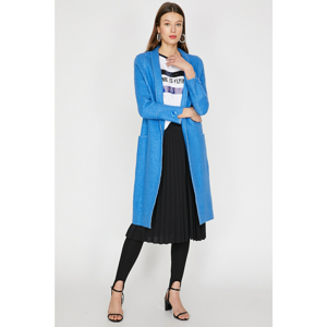 Koton Women's Blue Pocket Detailed Coat
