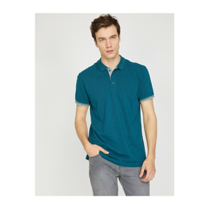 Koton Men's Blue Polo Neck T-shirt