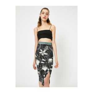 Koton Midi Skirt with Normal Waist Patterned Yirtmaç Detail