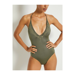 Koton Women's Green Embroidered Swimsuit
