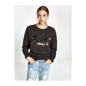 Koton Women's Black Inscription Printed Sweatshirt