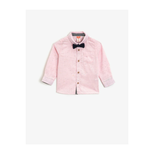 Koton Boys Pink Cotton Bow tie Pockets Classic Collar Long Sleeve Shirt