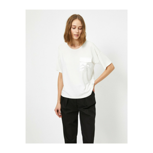 Koton Women's Ekru Pocket Detail T-shirt