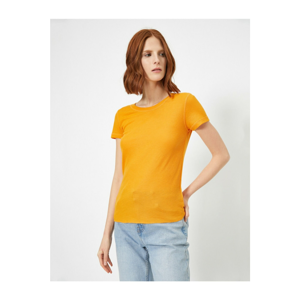 Koton Women's Orange Bike Collar T-shirt