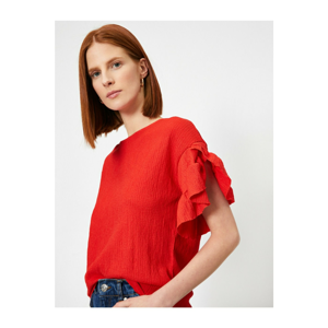 Koton Women's Red Fir Detail T-Shirt