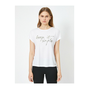 Koton Women's White Printed T-shirt