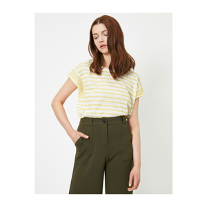 Koton Women's Yellow & Ecru Striped Blouse