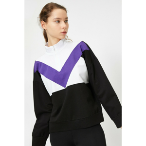 Koton Women's Black Color Block Sweatshirt