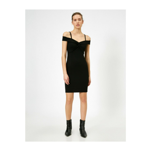 Koton Women's Black Open Collar Strap Dress