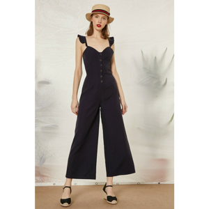 Koton Women's Navy Dum Detailed Jumpsuit