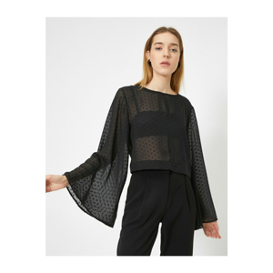 Koton Women's Black Textured Blouse