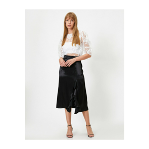 Koton Midi Skirt With High Waist Slit with Female Black Flywheel