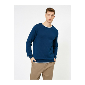 Koton Men's Blue Bike Collar Sweater