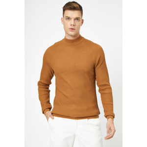 Koton Men's Coffee High Collar Sweater