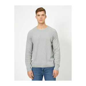 Koton Men's Grey Bike Collar Sweater