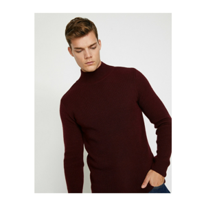 Koton Men's Burgundy High Collar Sweater
