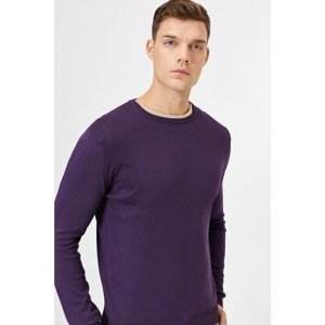 Koton Men's Purple Crew Neck Knitwear Sweater