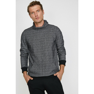 Koton Men's Grey Collar Detailed Long Sleeve Zip Detail Sweatshirt