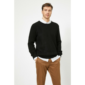 Koton Men's Black Bike Collar Sweater