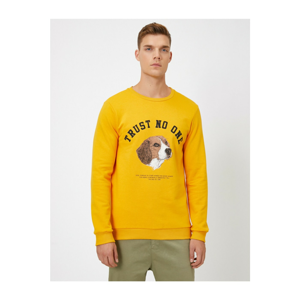 Koton Men's Yellow Printed Sweatshirt