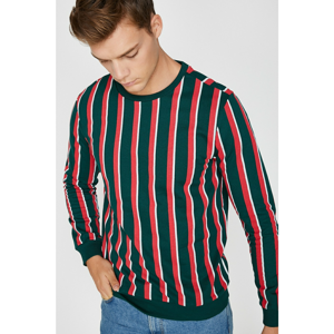 Koton Men's Green Striped Sweatshirt