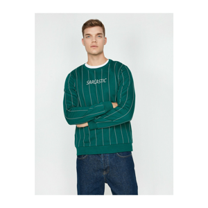 Koton Men's Green Bike Collar Long Sleeve Sweatshirt