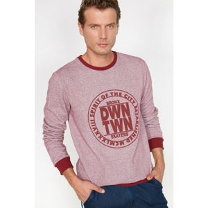 Koton Men's Burgundy Printed Sweatshirt