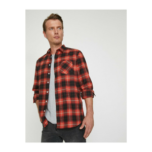 Koton Men's Pocket Detailed Checkered Shirt