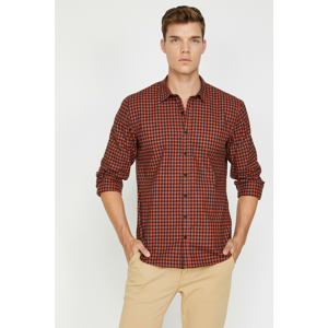 Koton Men's Orange Checkered Shirt