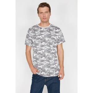 Koton Men's Grey Camouflage Patterned T-Shirt