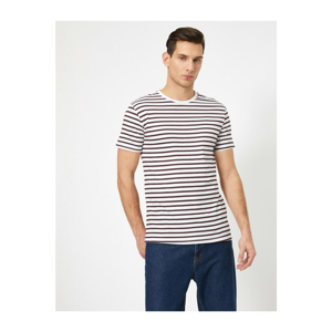 Koton Men's Burgundy Striped T-shirt