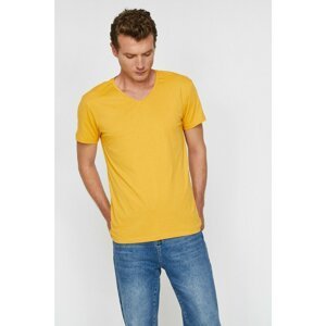 Koton Men's Yellow V-Neck T-shirt