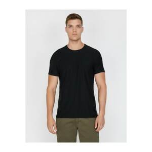 Koton Men's Black Crew Neck Short Sleeved T-Shirt