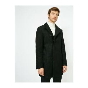 Koton Button Detailed Black Men's Coat