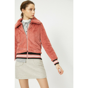 Koton Women's Pink Zipper Detailed Coat