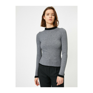 Koton Women's Grey Bike Collar Sweater