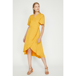 Koton Women's Yellow Tie Waist Dress